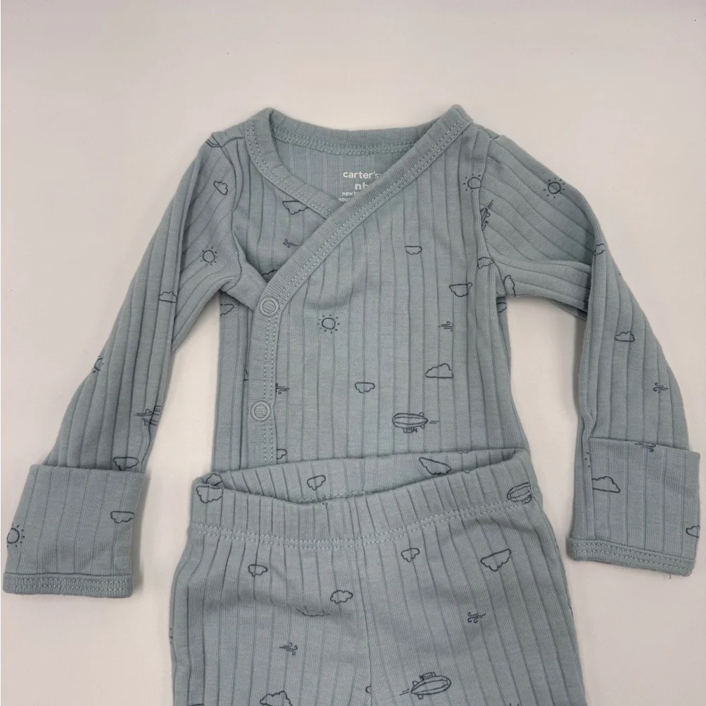 Carter’s 3-Piece Side-Snap Top & Pant Set - Baby Unisex Blue Newborn